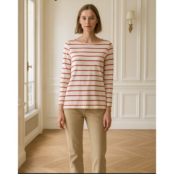 Old Navy red/white striped long-sleeve tee boatneck Women’s M nautical - Picture 1 of 7